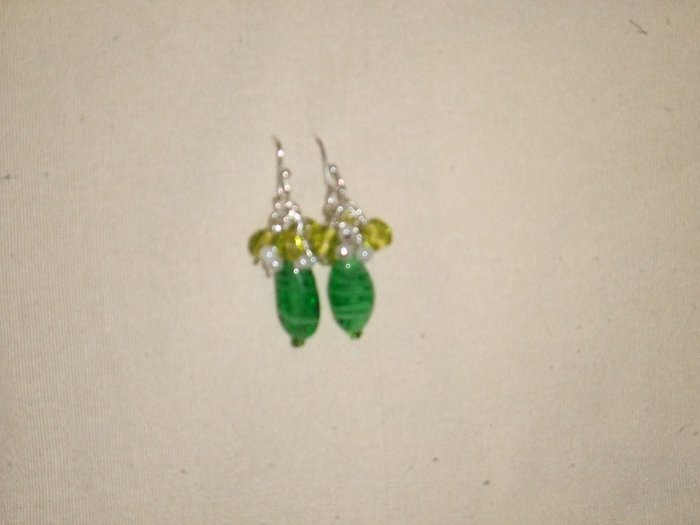 Green Glass Drop Earings