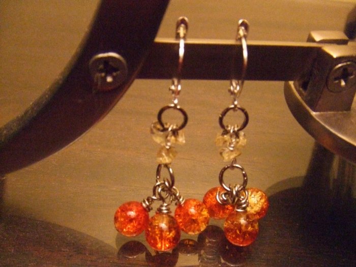 Orange Cluster Earrings