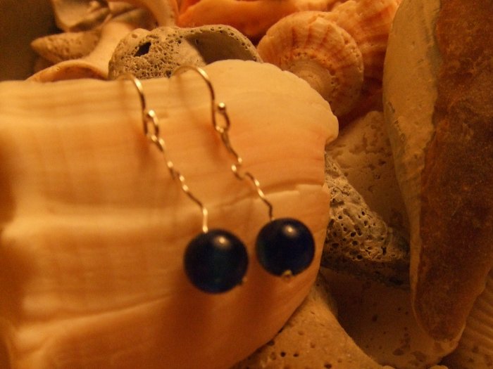 Blue Sterling Squiggle Earrings