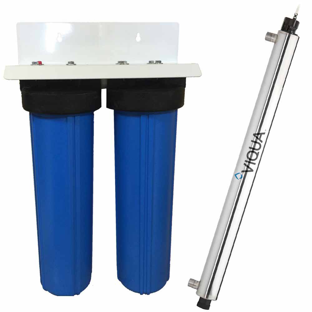 20"" 2 Stage Big Blue Phospahte & Radial Flow Carbon Filter for Scale Prevention & Chemical, Taste,