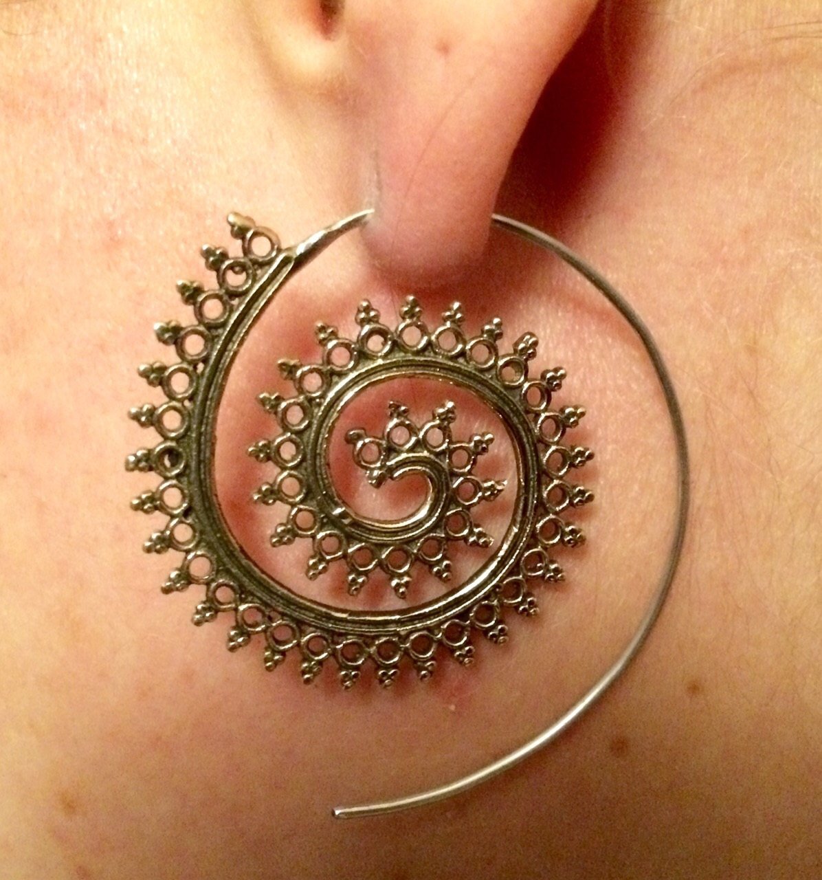 Brass Earrings Brass Spiral Earrings Gypsy Earrings Spiral