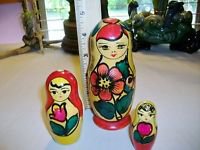 RUSSIAN Woman SWEET Mother w/Children NESTING DOLLS Rare RUSSIA USSR