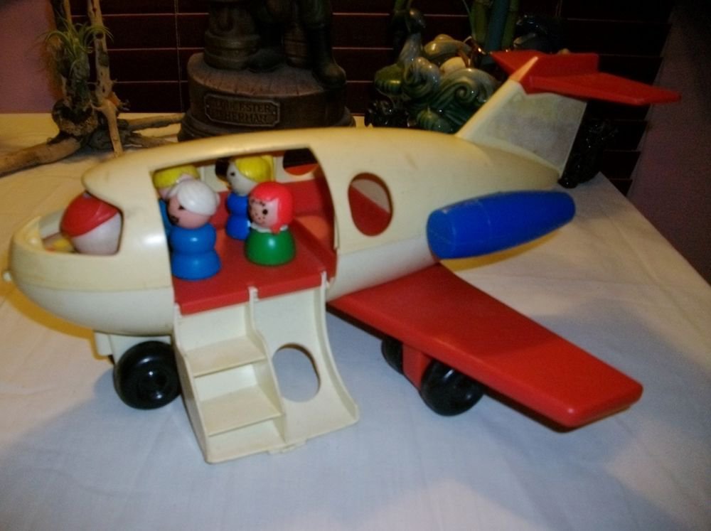 Vintage FISHER PRICE Play Family AIRPLANE Fun JET 1970 People CHRISTMAS BOY GIRL