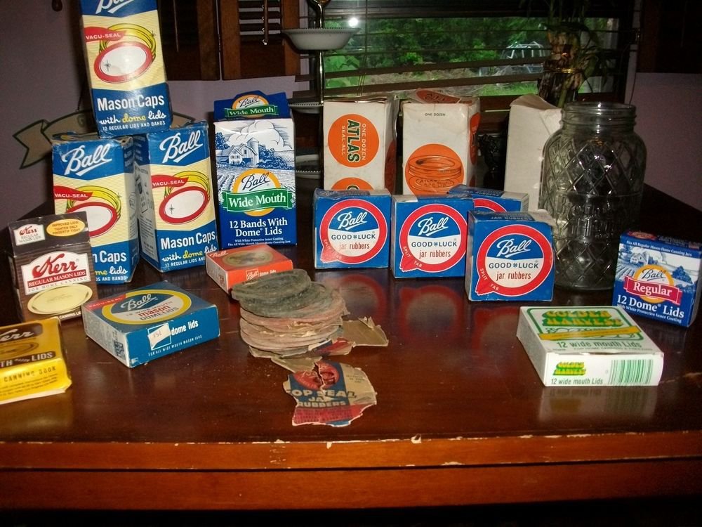 *224 pc* VINTAGE ~BALL MASON CAPS ~ DOME LIDS~RUBBERS ~WIDE MOUTH ~SILVER ~NIB~