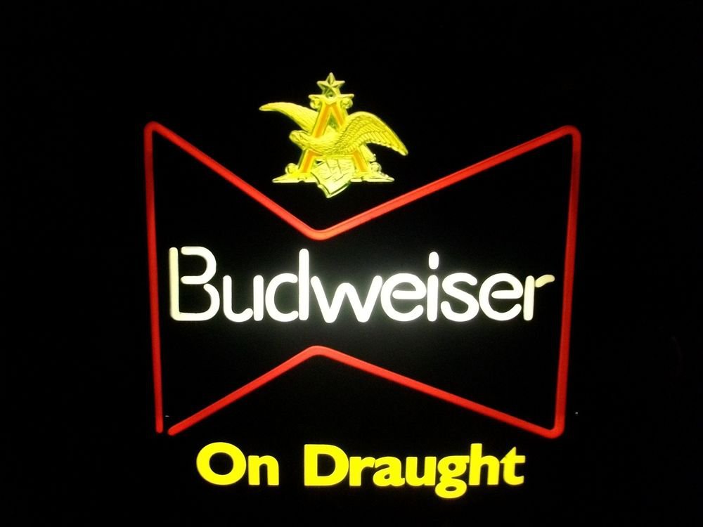 Vintage BUDWEISER DRAUGHT Beer NEON LIGHT SIGN ~MANCAVE ~Anheuser Busch Tavern