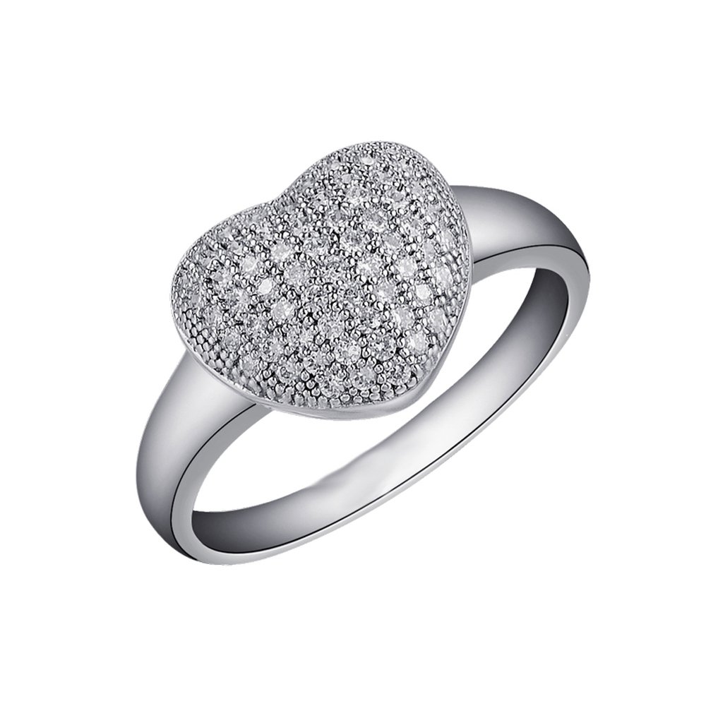 Heart Shape Signaty Diamond Ring .925 Sterling Silver
