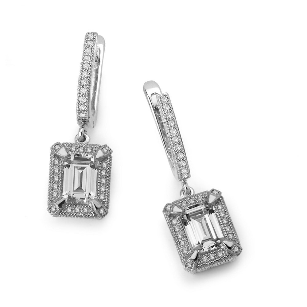Pear Drop Earring on Solid Sterling Silver .925 with Signaty Simulated Diamond bonded with Platinum