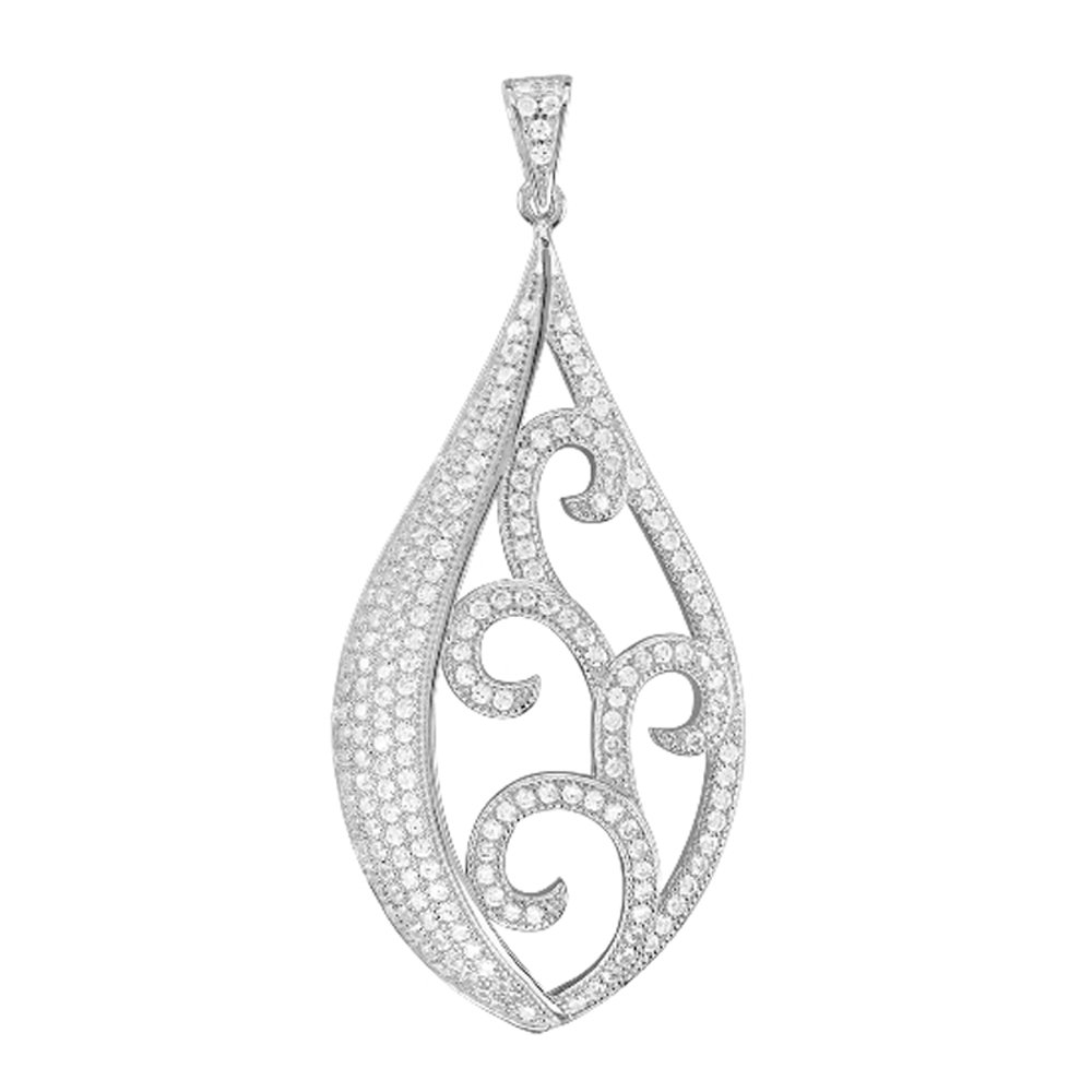 Fancy Design Pendant on .925 Sterling Silver with Signaty Simulated Diamonds