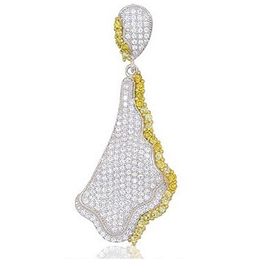 Design Pendant with Signaty Simulated Diamonds on .925 Sterling Silver