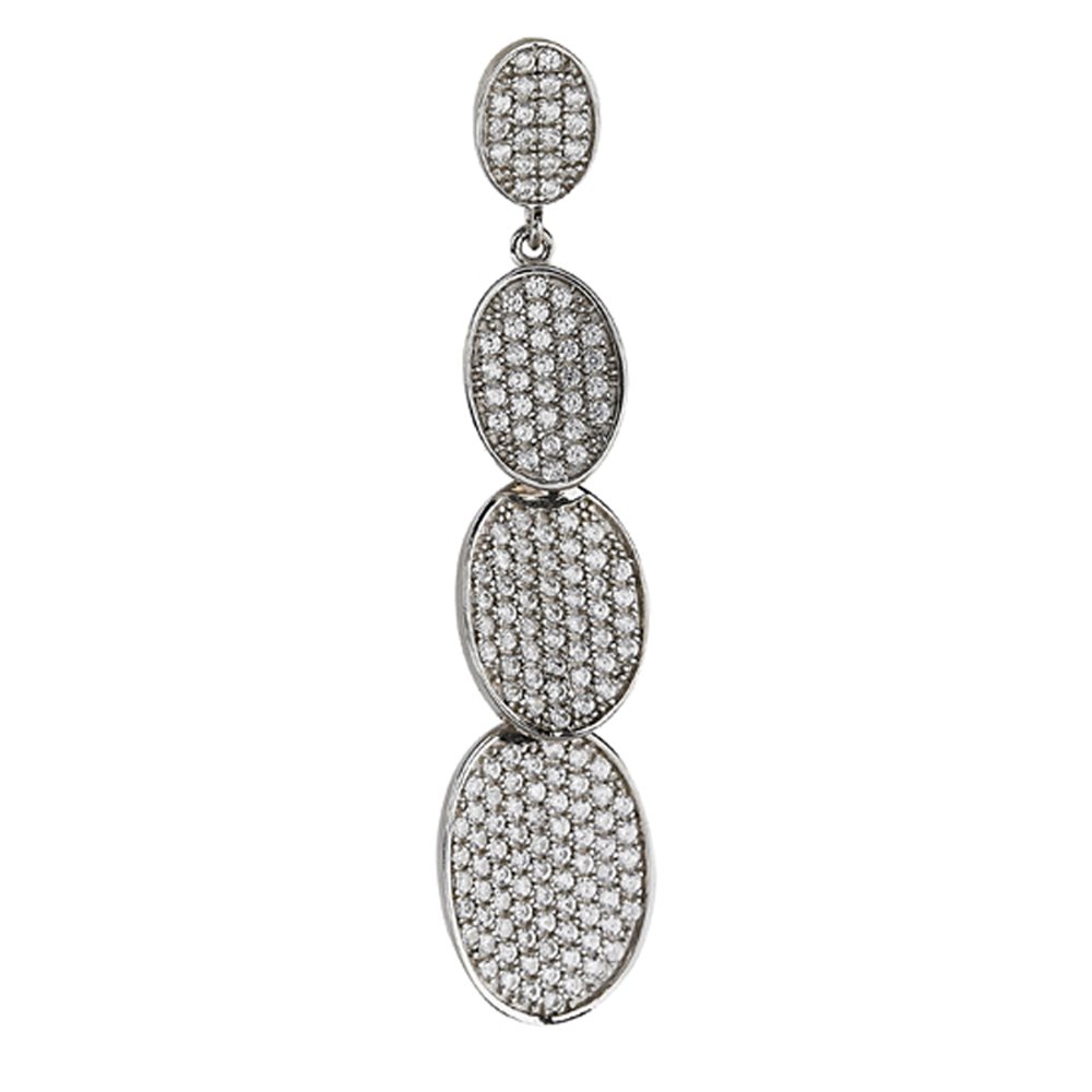 Sterling Silver .925 Multi Oval Link Pendant with Signaty Simulated Diamonds