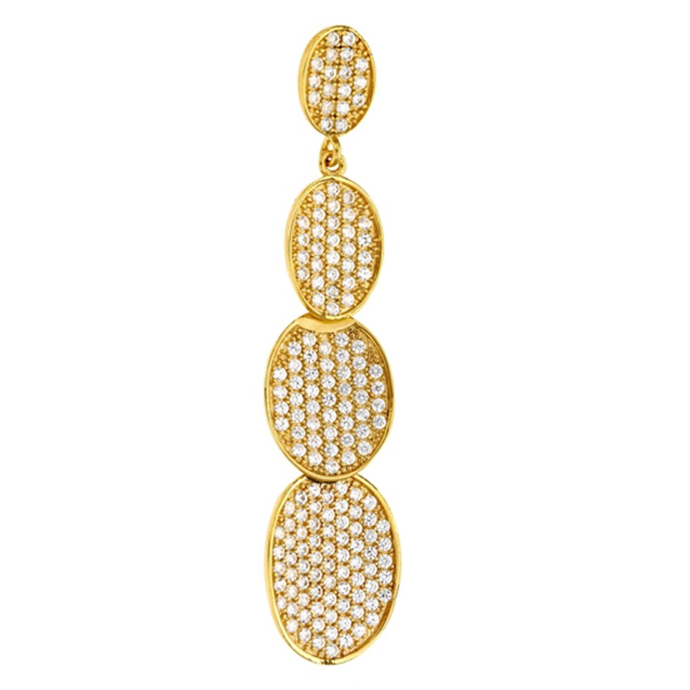 18k Gold Plate Sterling Silver .925 Multi Oval Link Pendant with Signaty Simulated Diamonds