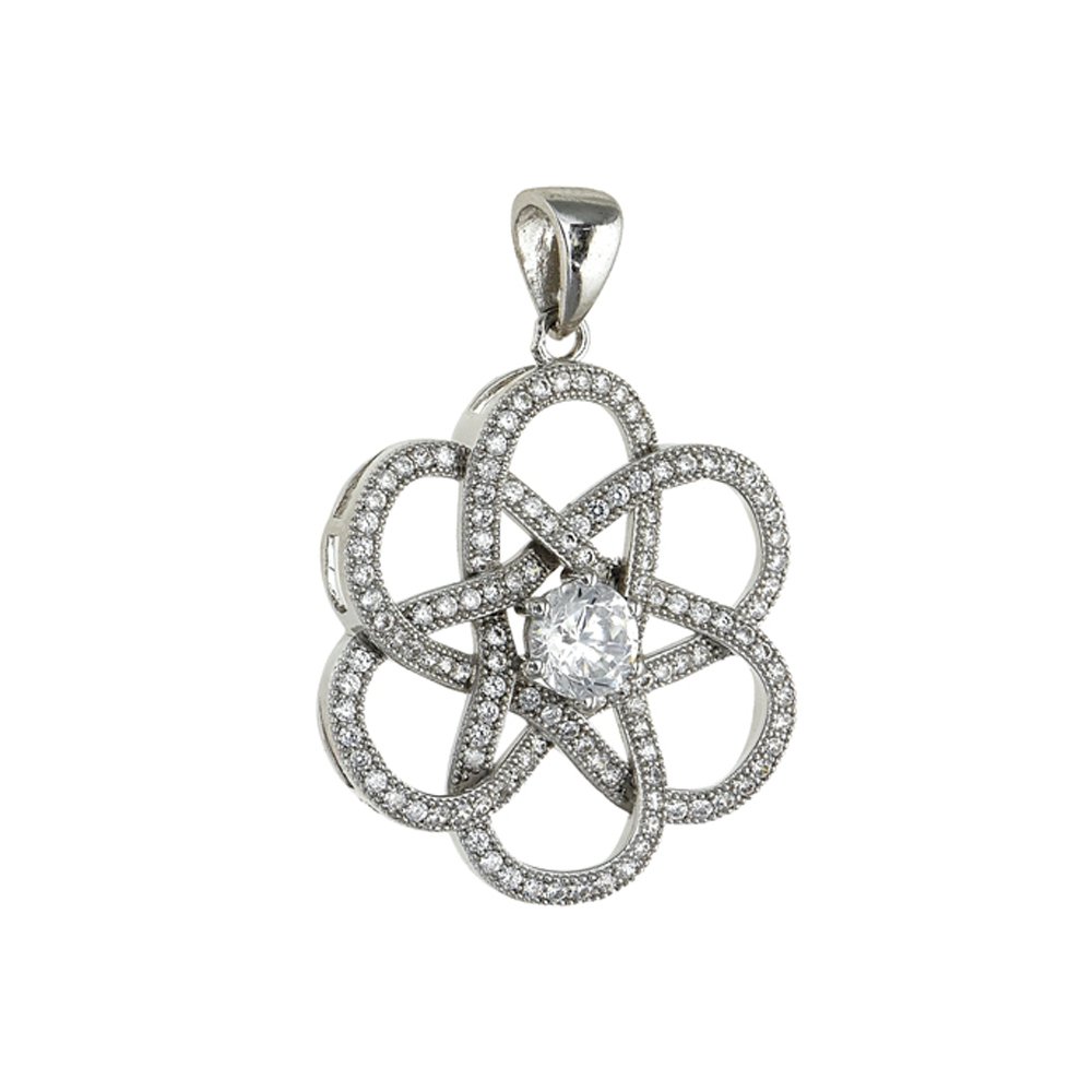 Intertwined Pendant on .925 Sterling Silver with Signaty Simulated Diamonds