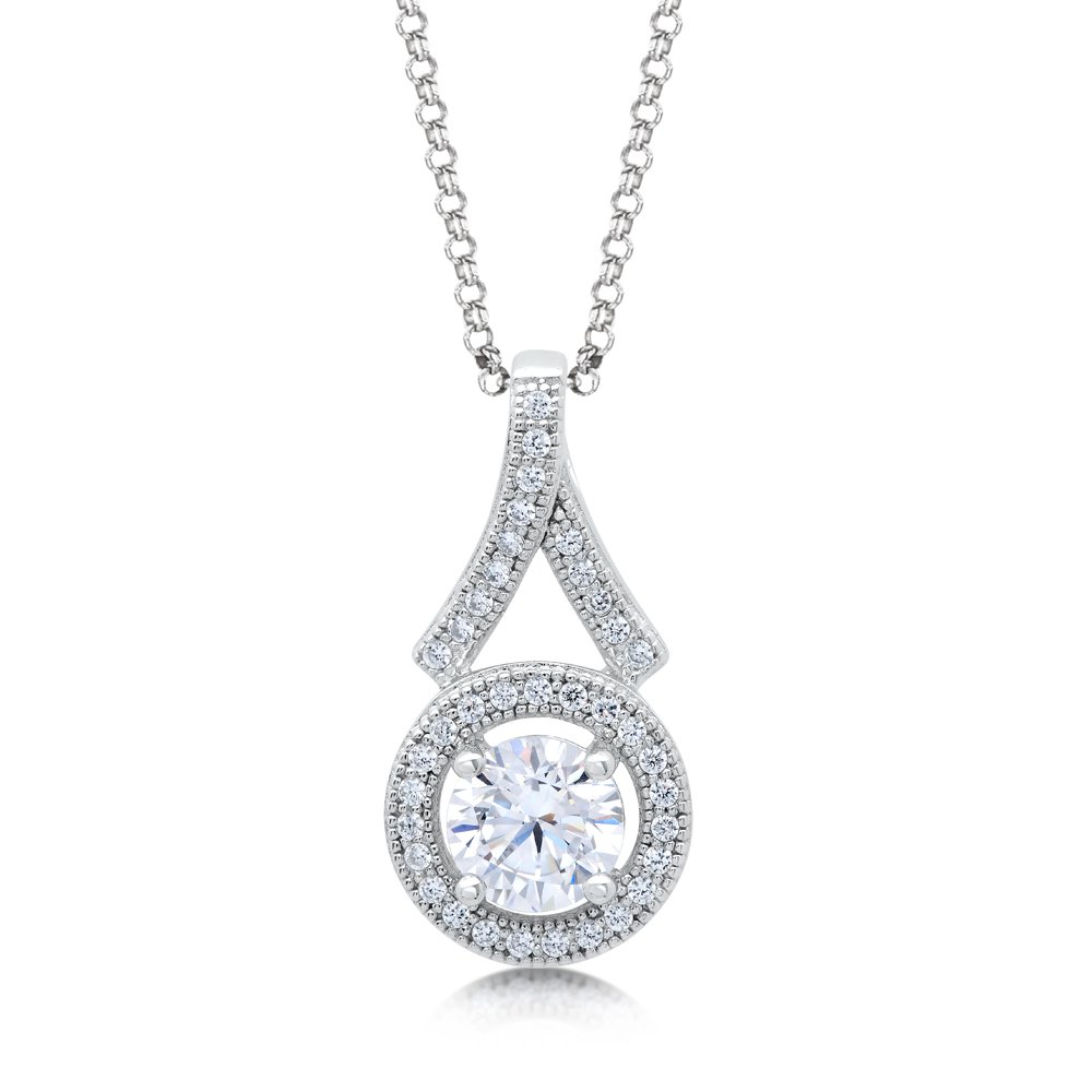 Round Center Signaty Diamond on .925 Sterling Silver