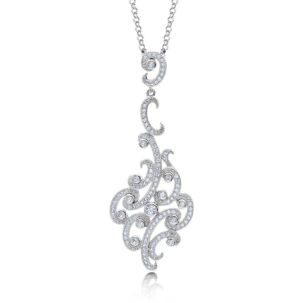 Styled Pendant Micro Pave Signaty Diamonds on Sterling Silver High Quality Diamond Quality Finish