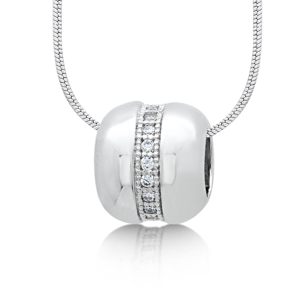 Charm Pendant Micro Pave Signaty Diamonds .925 Sterling Silver
