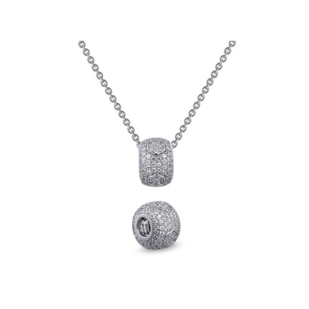 Charm Wheel Micro Pave Signaty Diamond Pendant .925 Sterling Silver