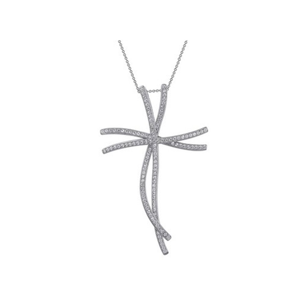 Ladies Cross Pendant with Signaty Diamonds on .925 Sterling Silver