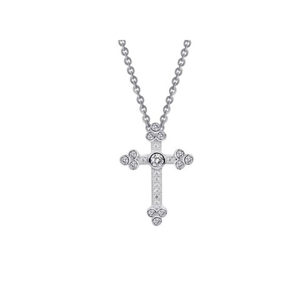 Small Micro Pave Cross .925 Sterling Silver Signaty Diamonds