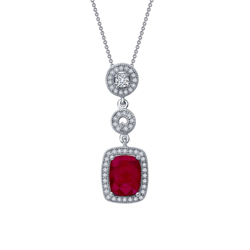 Ruby Red Corundum Based Pendant Signaty Micro Pave Diamonds on .925 Sterling Silver