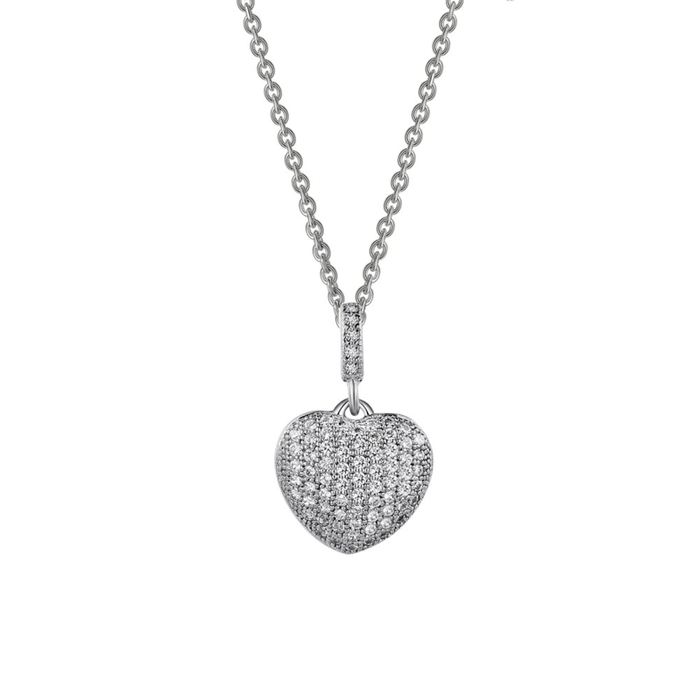 Heart Signaty Diamonds Pendant .925 Sterling Silver
