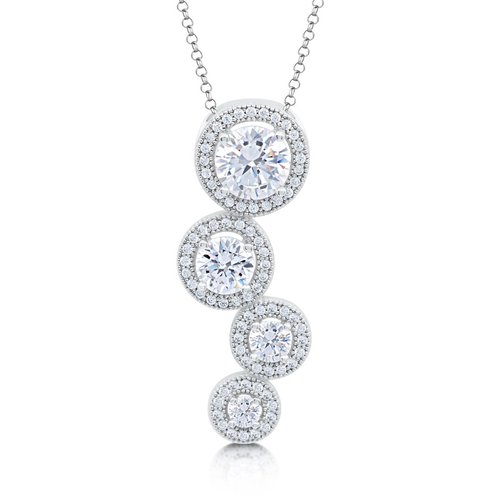 Multi Size Micro Pave Signaty Diamond .925 Sterling Silver Pendant