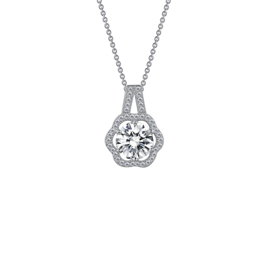 Round Flower Design Micro Pave Pendant .925 Sterling Silver
