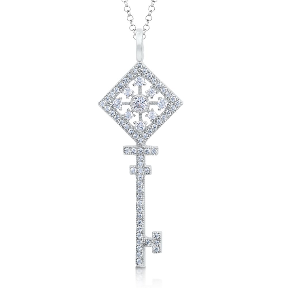 Signaty Diamond Key Pendant .925 Sterling Silver