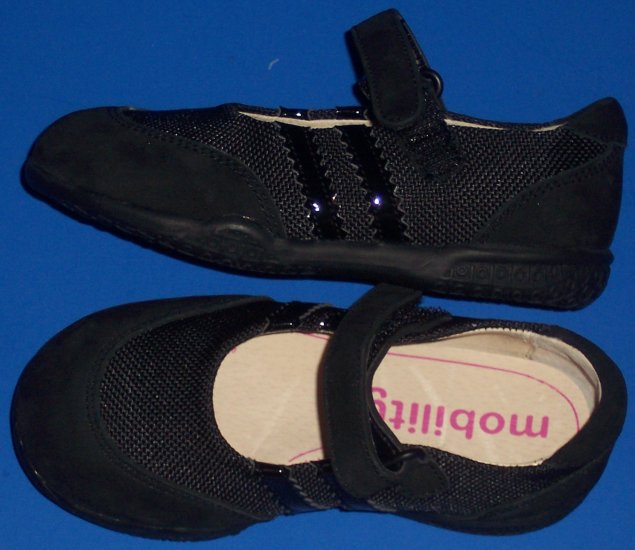 NWT MOBILITY BLACK LEATHER MARYJANE SHOES LITTLE GIRLS SIZE 7