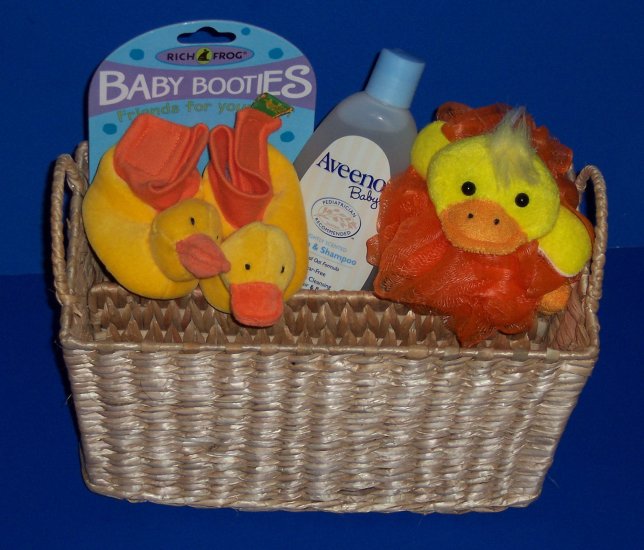 Bathtime for Baby Gift Basket with Booties and One-Piece