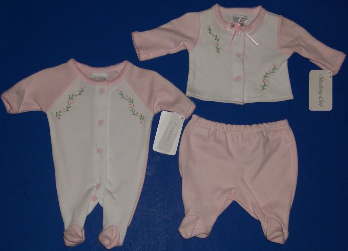 PREEMIE TWIN GIRLS FOOTIE SLEEPERS BY STARTING OUT
