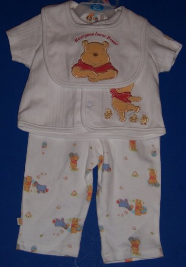 Disney Winnie the Pooh 4-piece Sleeper, Bib, Hat Size 0 to 3 Months
