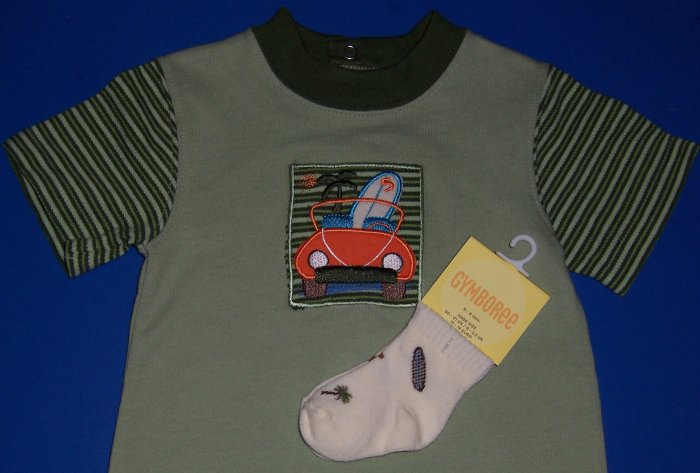 Buster Brown Surfing Romper with Gymboree Little Keiki Socks 3 to 6 Months