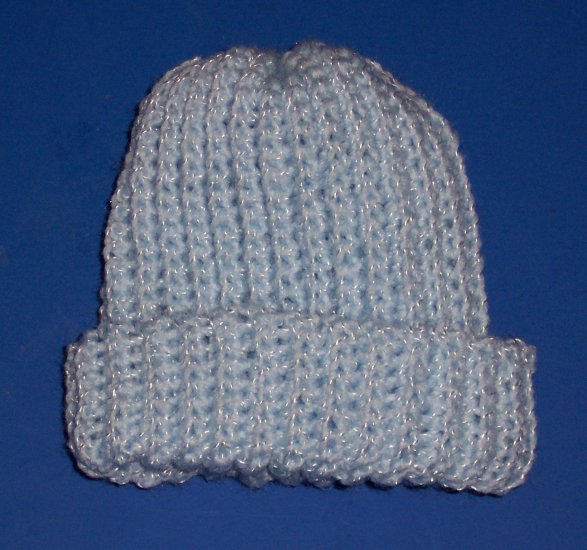 Hand-Crocheted Blue Cap Newborn Boy 0 to 3 Months