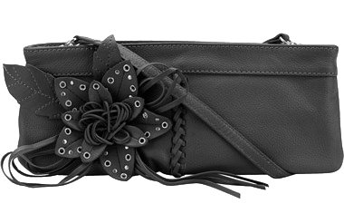 Wilsons Leather Blossom Fan Clutch/Purse, Black