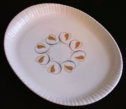 Vintage HARKER TRANSLUCENT Leaf Swirl OVAL PLATTER