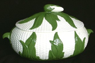 Vintage COVERED VEGETABLE BOWL Unusual CORN ON THE COB