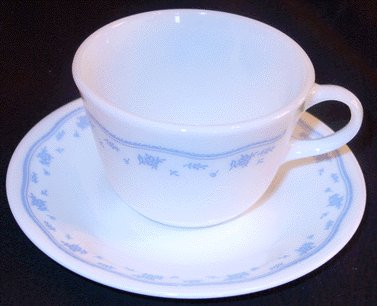 CORELLE/PYREX Cup & Saucer MORNING BLUE