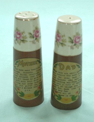Vintage MOTHER DAD Shabby Rose SALT PEPPER Chic SHAKER