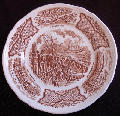 ALFRED MEAKIN Fair Winds Brown Plate USS CONSTITUTION