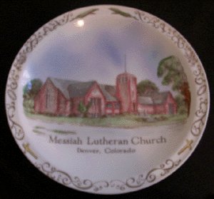 VERNON KILNS Hand Painted MESSIAH LUTHERAN CHURCH Plate