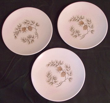 Vintage MELMAC Dishes PINE CONE 3x Bread Plate