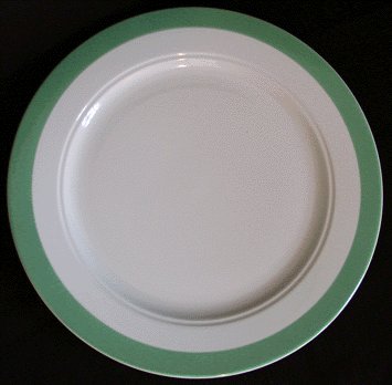 HOMER LAUGHLIN Restaurant Ware GREEN BAND Rimmed Dinner Plate