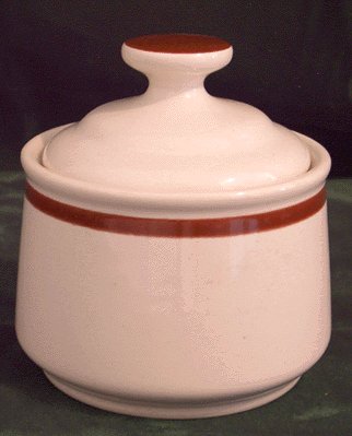 Vintage GENUINE STONEWARE Sugar Bowl JAPAN Brown Band