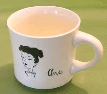 Vintage 1962 Cartoon Coffee Mug ANN Christmas
