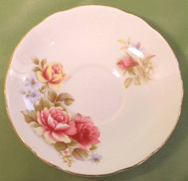 Regency Bone China Saucer PINK AND YELLOW ROSE FLORAL England ENGLISH