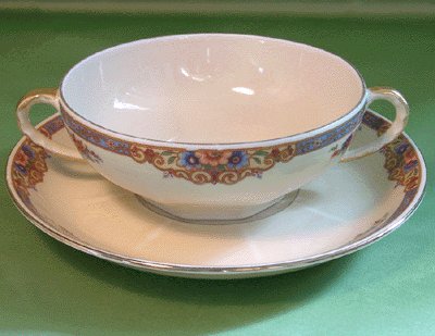 AMC CHINA German DECO Floral Band CREAM SOUP BOWL SET A