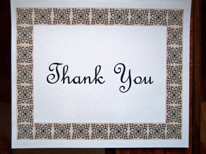 Scroll Block Border Thank You Card