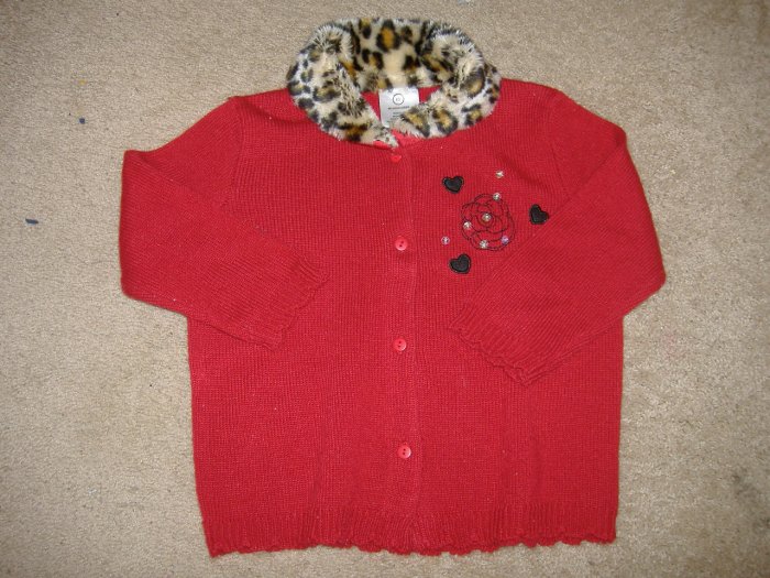 Girl's Leopard Trim Sweater Size 6x