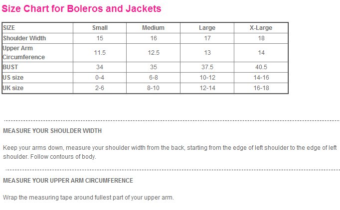 5 Stars Store Wedding Dress Evening Dress Formal Gown Bolero Jacket Measure Guide Chart