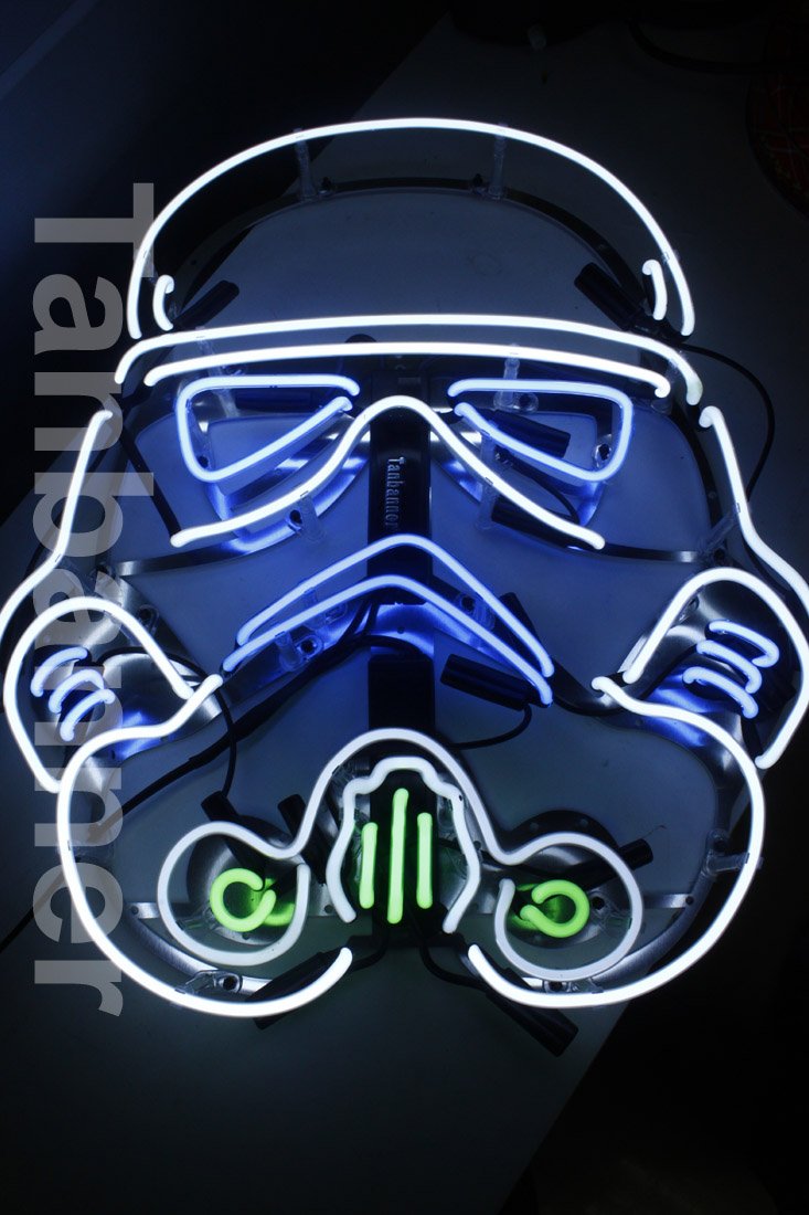 Silver Star wars clone Helmet Neon Sign Light N284A Blue eye
